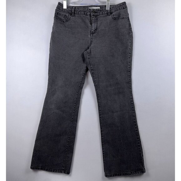 Chico's Platinum Denim Bootcut Jeans Womens Size 2 Regular Mid Rise Black - Picture 1 of 12